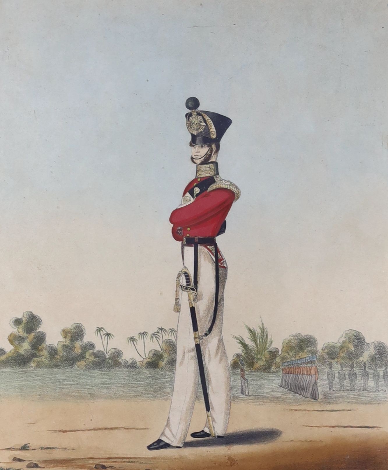 Porter after Hunsley, coloured lithograph, Officer's of The Madras Army, Light Infantry (dress), 33 x 26cm